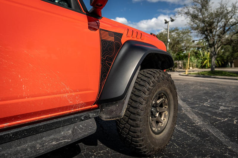 Topo American Flag Fender Overlays (Clear) - 2022+ Bronco Raptor - StickerFab