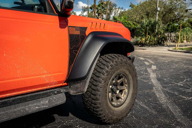 Topo American Flag Fender Overlays (Clear) - 2022+ Bronco Raptor - StickerFab