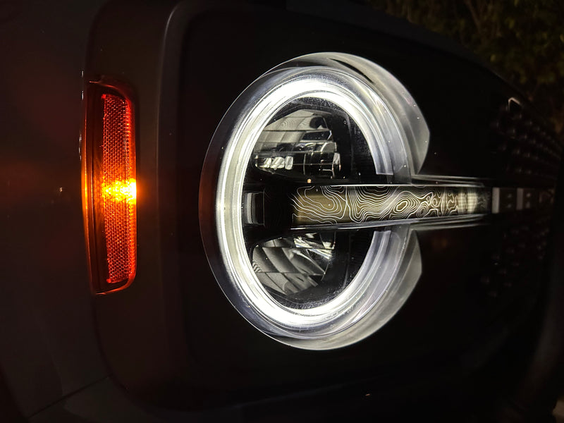 Topo Signature DRL Bar Overlays (Printed Series) - 2021+ Bronco (Signature Headlights) - StickerFab