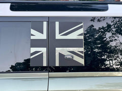 Union Jack Side Window Panel Overlay (Matte Black) - 2020+ Land Rover Defender 110 / 130 - StickerFab