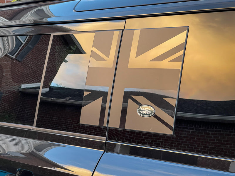 Union Jack Side Window Panel Overlay (Matte Black) - 2020+ Land Rover Defender 110 / 130 - StickerFab