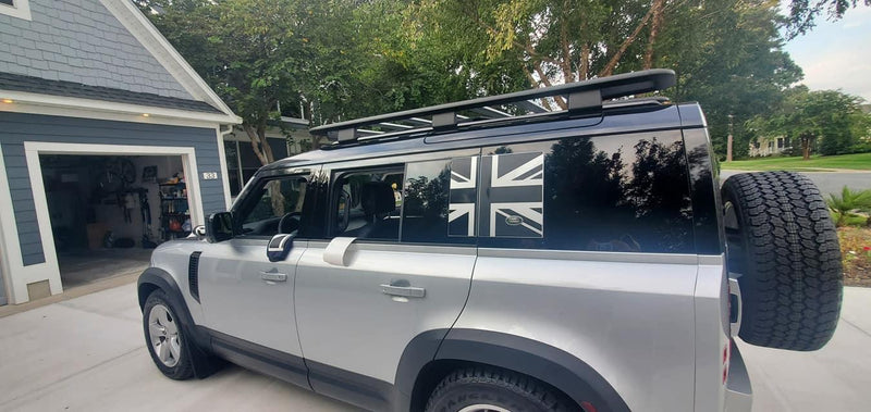 Union Jack Side Window Panel Overlay (Matte Black) - 2020+ Land Rover Defender 110 / 130 - StickerFab