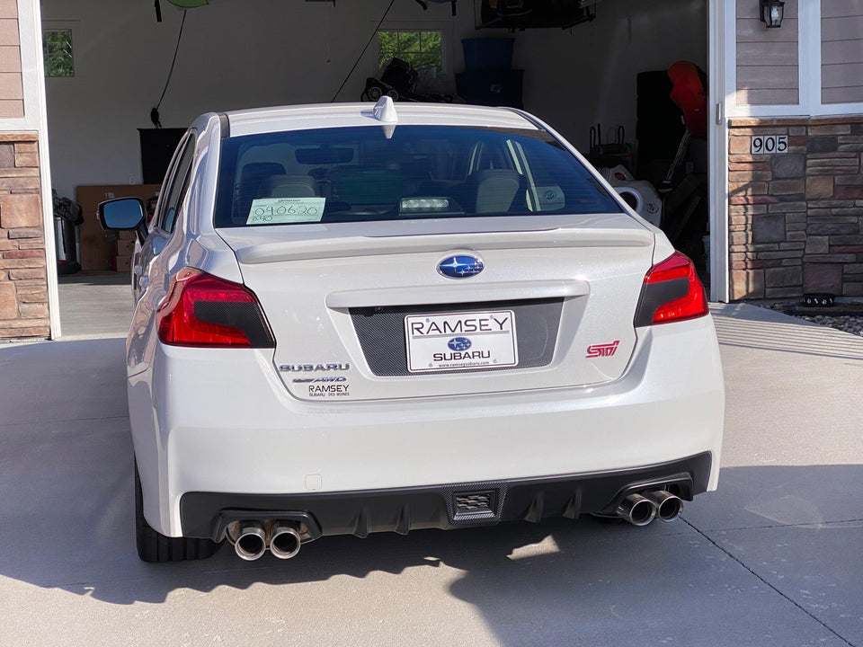V2 License Plate Panel Black Out Overlay - 2015-2020 Subaru WRX / STI - StickerFab