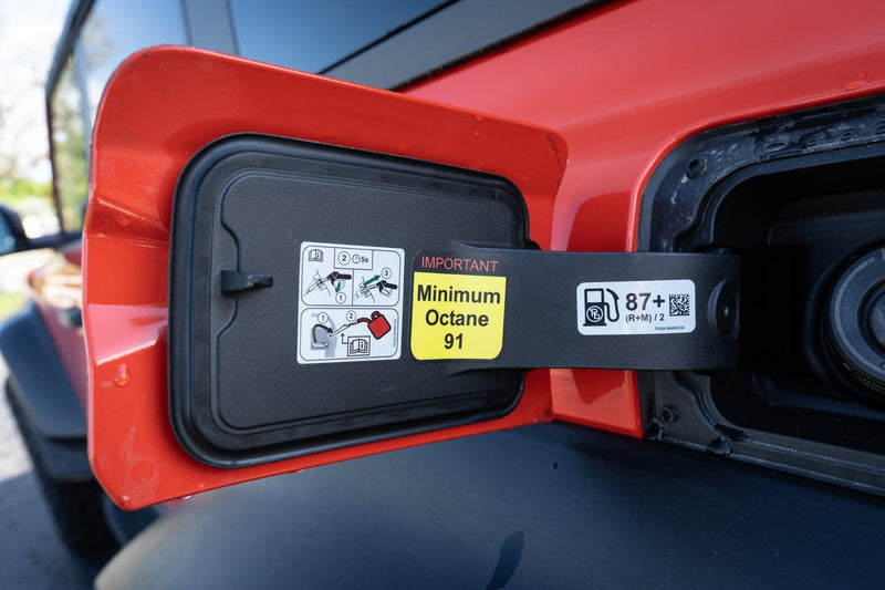 Warning Sticker Minimum Octane Rating (Pair) - Universal - StickerFab