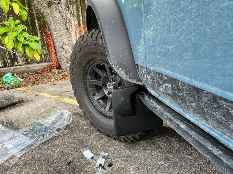 WeatherTech No Drill Mudflaps (Front) - 2021+ Bronco with Sasquatch Package (315s) - StickerFab